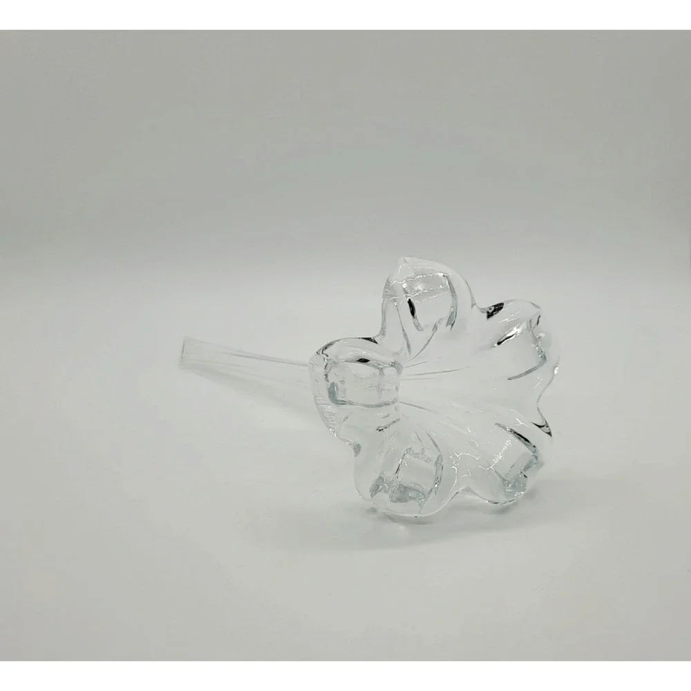Vintage Hand Blown Clear Art Glass Lily Flower Figurine Long‎ Stem 7.5 Inch